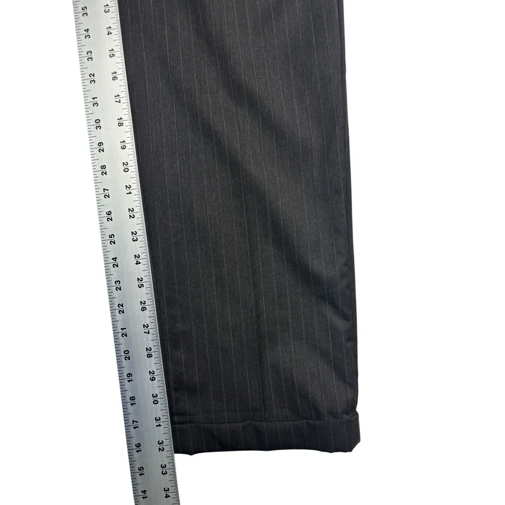 vtg Y2K Jones New York 38L 34x32 Charcoal Striped 2pc Pant‎ Suit Wool Pleated